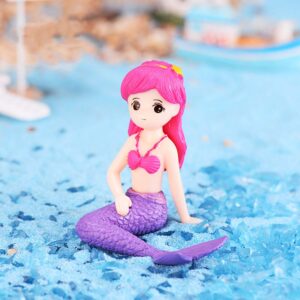 Miniature Mermaid Figurines 4 Pcs, Mini Mermaid Toy Figure Collection Playset Doll Birthday Cake Toppers Decoration Wedding Party Supplies Moss Landscape DIY Terrarium Crafts Ornament