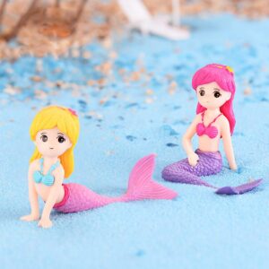 Miniature Mermaid Figurines 4 Pcs, Mini Mermaid Toy Figure Collection Playset Doll Birthday Cake Toppers Decoration Wedding Party Supplies Moss Landscape DIY Terrarium Crafts Ornament