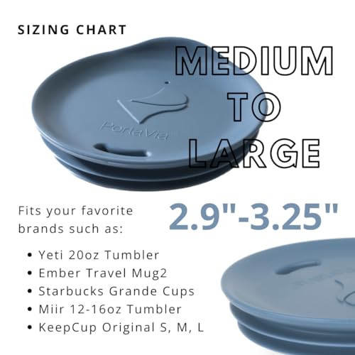 Reusable Coffee Cup Silicone Lid – Fits Any Tumbler, Water Bottle, & Ceramic Coffee Mug – Dishwasher-Safe Ceramic Travel Mug Lid Keeps Hot Cups Hot (Medium to Large - Navy)