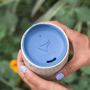 Reusable Coffee Cup Silicone Lid – Fits Any Tumbler, Water Bottle, & Ceramic Coffee Mug – Dishwasher-Safe Ceramic Travel Mug Lid Keeps Hot Cups Hot (Medium to Large - Navy)