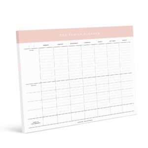 bliss collections family planner with 50 undated 8.5 x 11 tear-off sheets - simple pink daily and weekly calendar for planning and organizing family activities, appointments, tasks, chores and meals