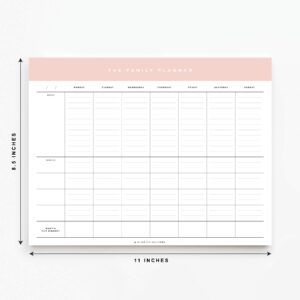 Bliss Collections Family Planner with 50 Undated 8.5 x 11 Tear-Off Sheets - Simple Pink Daily and Weekly Calendar for Planning and Organizing Family Activities, Appointments, Tasks, Chores and Meals