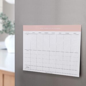 Bliss Collections Family Planner with 50 Undated 8.5 x 11 Tear-Off Sheets - Simple Pink Daily and Weekly Calendar for Planning and Organizing Family Activities, Appointments, Tasks, Chores and Meals