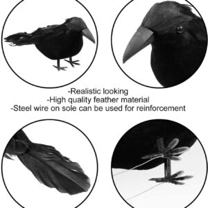 Sizonjoy 6 Pack Halloween Black Feathered Crows, Halloween Decorations Realistic Bird Halloween Ravens Decor Props