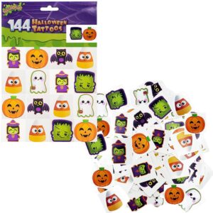 the dreidel company halloween temporary tattoos, great for birthday party favors, classrooms, favor & goody bags, and party supplies, 2" inches assorted (144-pack)