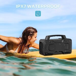 BUGANI Bluetooth Speakers, 80W Powerful Portable Wireless Speaker IPX7 Waterproof Speaker, Outdoor Loud Speaker with Handle 24H Playtime, Support Microphone AUX USB Suitable for Party, Pool, Black