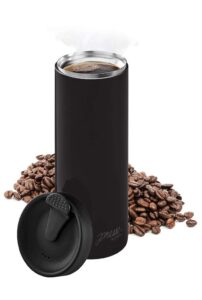 bobble french coffee presse, on-the-go use, quick brew, slim design, triple wall insulation, 14 oz (black)