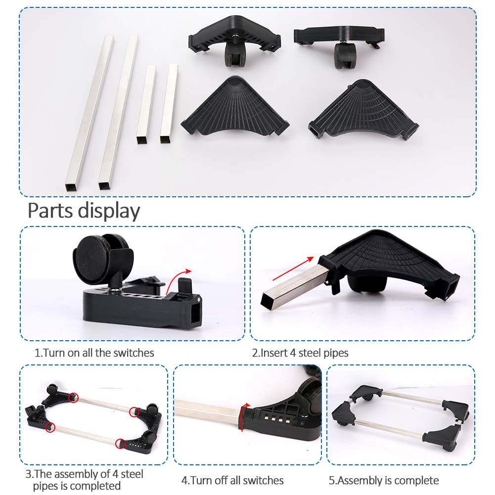 Retyion Mobile CPU Stand Adjustable Computer Tower Stand with Locking Caster Wheels Under Home Office Desk (W: 9.06" to 14.57")