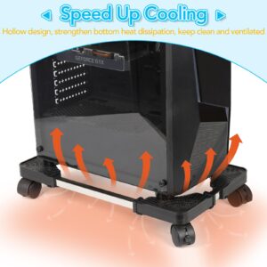 Retyion Mobile CPU Stand Adjustable Computer Tower Stand with Locking Caster Wheels Under Home Office Desk (W: 9.06" to 14.57")