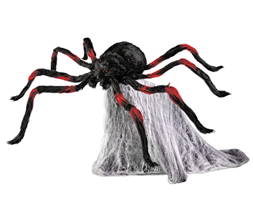 Spirit Halloween LED Red and Black Jumping Spider Animatronic | Halloween Décor | Horror Décor | 21 Inches | Moving Prop