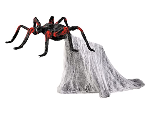 Spirit Halloween LED Red and Black Jumping Spider Animatronic | Halloween Décor | Horror Décor | 21 Inches | Moving Prop
