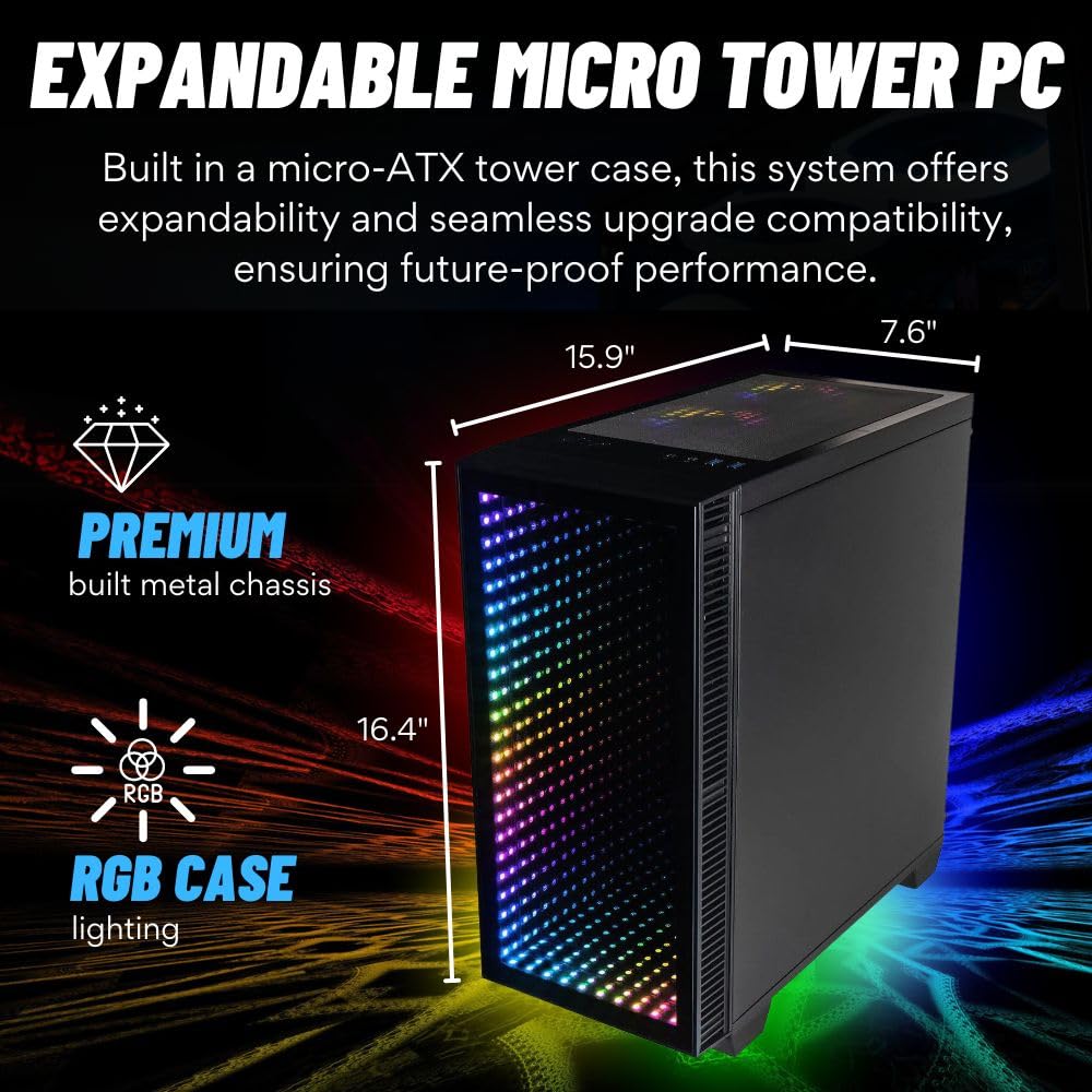 Empowered PC Continuum Micro Gaming Desktop - NVIDIA GeForce RTX 3070 (> 4060 Ti), AMD 6-Core Ryzen 5 5500 Processor, 16GB RAM, 512GB NVMe SSD, WiFi, Windows 11 Home - RGB Gamer Computer