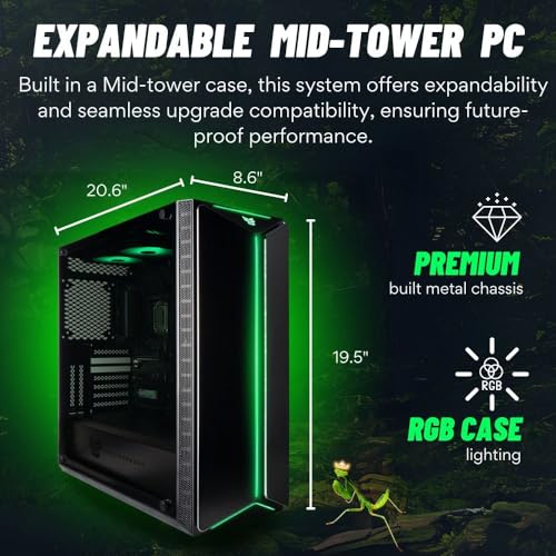 Empowered PC Mantis V2 Gamer Desktop (NVIDIA GeForce RTX 3080 (~ 4070), Intel 8-Core i7-11700F Processor, 32GB RAM, 512GB NVMe SSD + 2TB HDD, WiFi+BT, Windows 11 Home) Tower Gaming RGB Computer