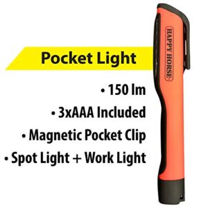 HARRIS FAMOUS ROACH TABLETS Happy Horse Work Flashlight, 150 Lumen LED, Magnetic Clip, 3xAAA Batteries Included, Bright LED Flashlight