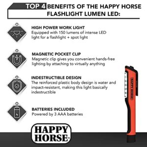 HARRIS FAMOUS ROACH TABLETS Happy Horse Work Flashlight, 150 Lumen LED, Magnetic Clip, 3xAAA Batteries Included, Bright LED Flashlight