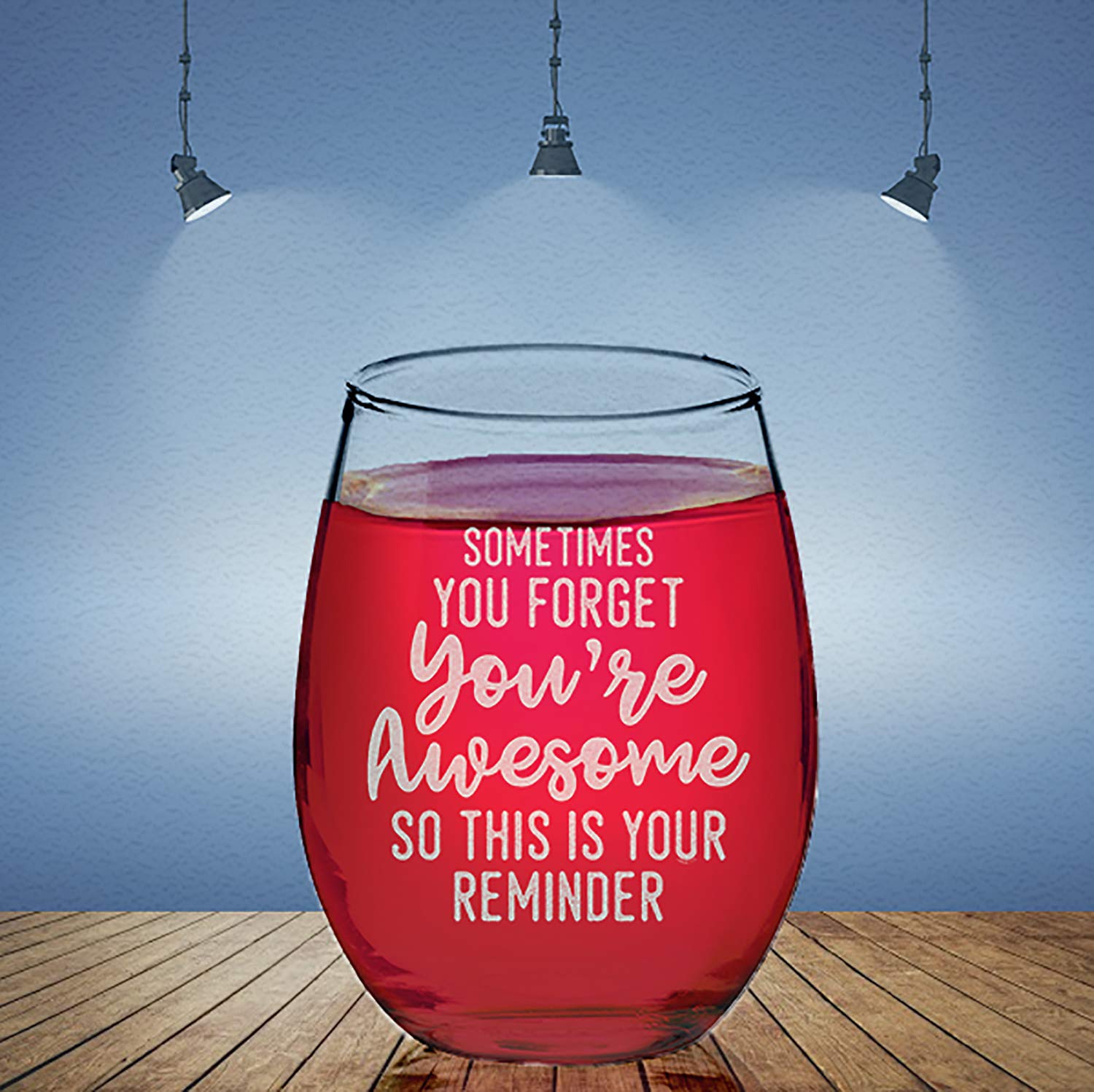 Veracco Sometimes You Forget You're Awesome So This Is Your Reminder Stemless Wine Glass Funny BirthdayGift For Someone Who Loves Drinking Bachelor Party Favors (Clear, Glass)