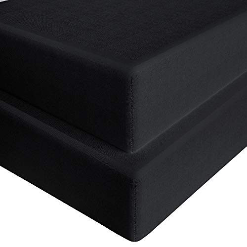 FLXXIE 2 Pack Microfiber Fitted Crib Sheets, Super Soft and Cozy Toddler Fitted Sheets for Standard Crib and Toddler Mattresses, 28x52, Black