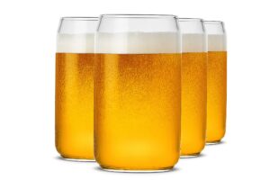 luxu beer glass, 20 oz can shaped beer glasses set of 4 -craft drinking glasses,large beer glasses for any drink and any occasion (set of 4)