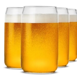 LUXU Beer Glass, 20 oz Can Shaped Beer Glasses Set of 4 -Craft Drinking Glasses,Large Beer Glasses for Any Drink and Any Occasion (Set of 4)