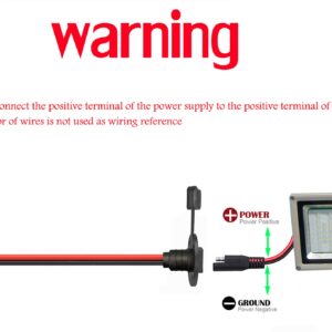 QOFOWIN 10AWG SAE Cable Connector, SAE Power Socket Sidewall Port, Solar Weatherproof SAE Quick Connect Solar Panel Mount,length.(50cm/1.6ft).