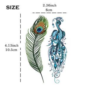 Yesallwas 6 Sheets Small Feather Temporary Tattoo Sticker Fake peacock Tattoos for Women Girls Models,Waterproof Long Lasting Body Art Makeup Sexy Realistic Arm Tattoos