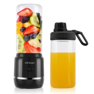 iocsmart portable blender on the go, mini juicer blender for shakes and smoothies, personal blender usb rechargeable with 2 juice cup (black)