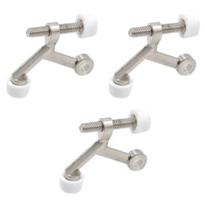semetall hinge pin door stopper heavy duty adjustable metal door stopper with rubber bumper(3 pack,silver)