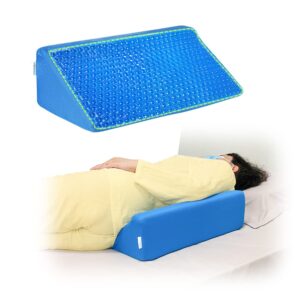 neppt pillow wedge for sleeping after surgery bed incline pillow foam wedge cover patient turning device prevention bed sores relieve back pain pregnancy body positioners (blue - gel)