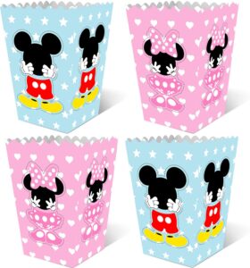 24 packs micky minnie mouse party popcorn boxes, baby shower party cookie boxes for kids micky minnie themed party, birthday treats boxes