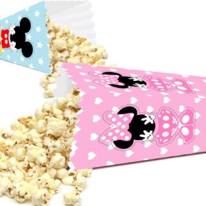 24 Packs Micky Minnie Mouse Party Popcorn Boxes, Baby Shower Party Cookie Boxes for Kids Micky Minnie Themed Party, Birthday Treats Boxes