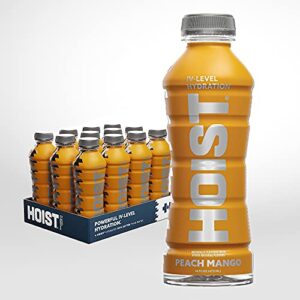 hoist premium military hydration electrolyte drink, powerful iv-level hydration, clinically proven performance drink, peach mango, 16 fl oz (pack of 12)