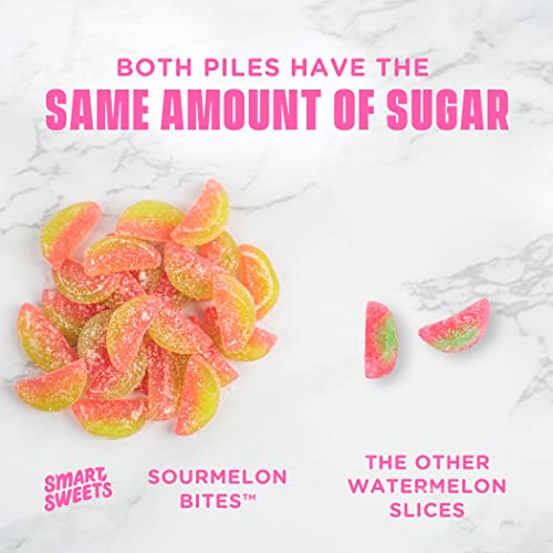 SmartSweets Sourmelon bites, Low Sugar Gummy Candy (3g), Low Calorie (130), Gluten-Free -1.8oz (Pack of 6) Packaging may vary