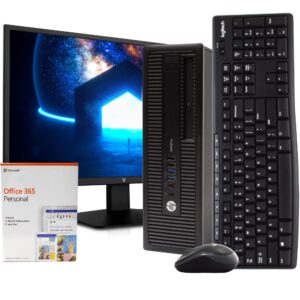 hp prodesk 600g1 desktop computer pc, intel quad-core i5, 500gb hdd storage, 8gb ddr3 ram, windows 10 pro, dvd, wifi, new 24in monitor, wireless keyboard and mouse (renewed)