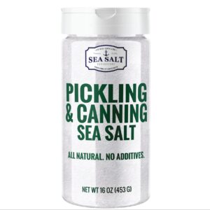 pickling and canning salt, curing salt for natural preserving, non-iodized and kosher fine brining sea salt, 1lb shaker - sea salt superstore