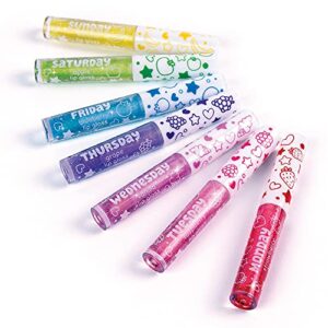 3C4G Three Cheers for Girls by Make It Real - 7 Days Glitter Lip Gloss - Flavored Lip Gloss Set for Girls - Strawberry, Raspberry, Vanilla and More! - 7 Piece Lip Gloss Kit