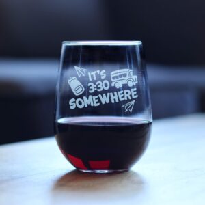 It's 3:30 Somewhere – Stemless Wine Glass - Cute Funny Teacher Gifts for Women - Fun Teacher Decor - Large