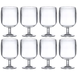 Amazing Abby - Stacy - 12-Ounce Stackable Plastic Wine Glasses (Set of 8), Reusable Plastic Wine Glasses, BPA-Free and Shatter-Proof, Perfect for Poolside, Outdoors, Camping, and More