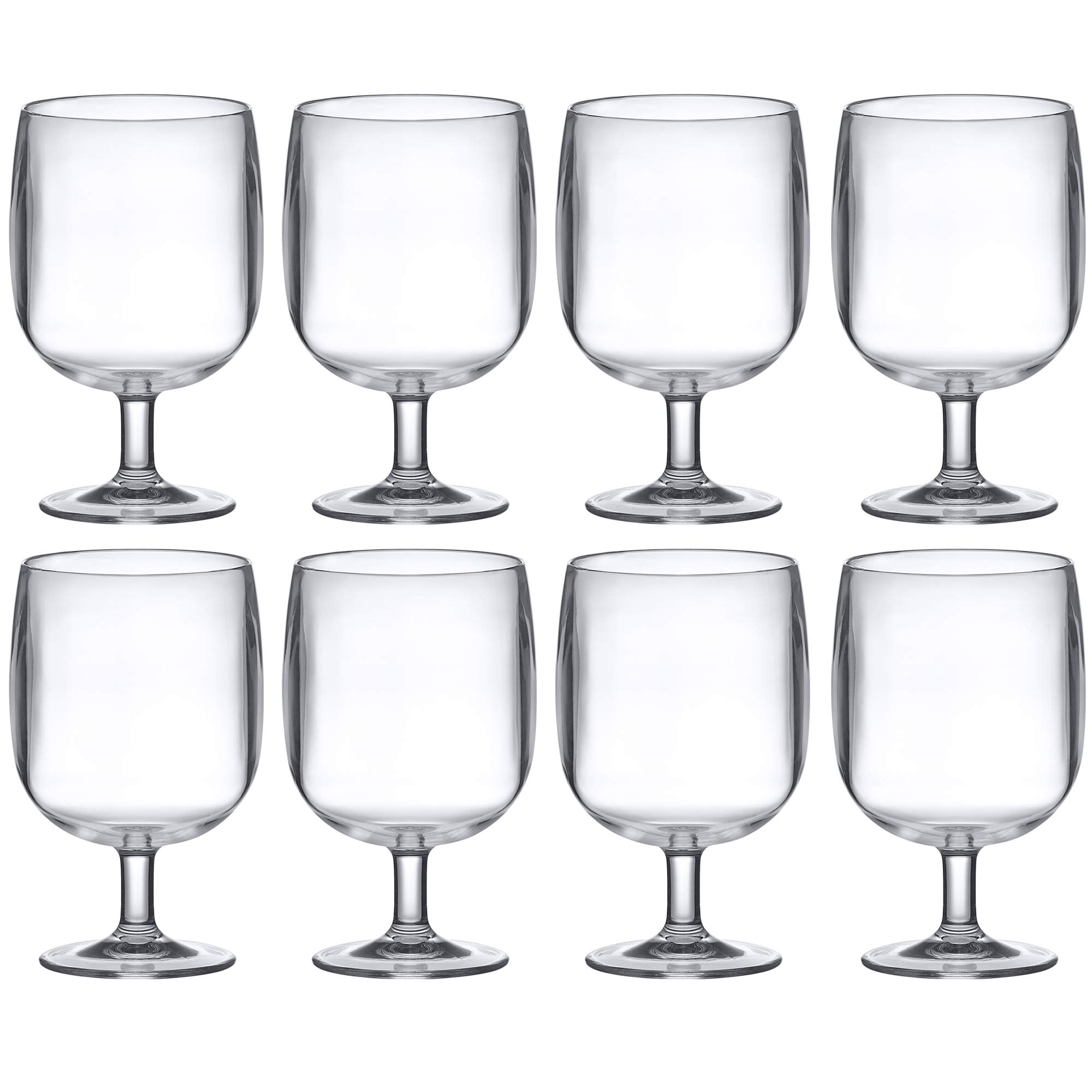 Amazing Abby - Stacy - 12-Ounce Stackable Plastic Wine Glasses (Set of 8), Reusable Plastic Wine Glasses, BPA-Free and Shatter-Proof, Perfect for Poolside, Outdoors, Camping, and More