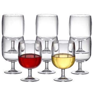 Amazing Abby - Stacy - 12-Ounce Stackable Plastic Wine Glasses (Set of 8), Reusable Plastic Wine Glasses, BPA-Free and Shatter-Proof, Perfect for Poolside, Outdoors, Camping, and More