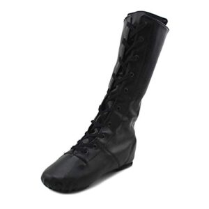 vcixxvce women high-top jazz dance shoes lace up black leather jazz teaching modern dance boot,us 8