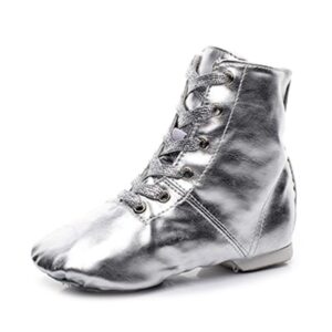 vcixxvce women ankle-top jazz dance shoes lace up leather jazz modern dance boot silver,us 10