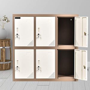 MAYROY Metal Locker Office Storage Locker Home Steel Locker School Storage Organizer, Storage Cabinet for Kids Students Employee (White, W6D)