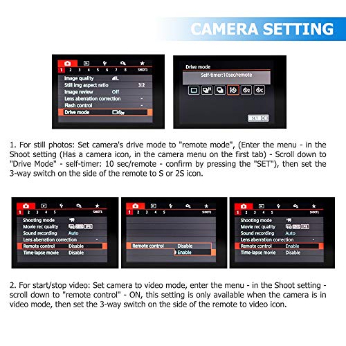 JJC Bluetooth Wireless Remote Control Shutter Release for Canon EOS R100 R50 R R3 R5 R6 II R7 R8 R10 RP M50 M6 Mark II M200 6D Mark II 90D Rebel SL3 SL2 T8i T7i V10 G7X Mark III G5X Mark II SX70HS