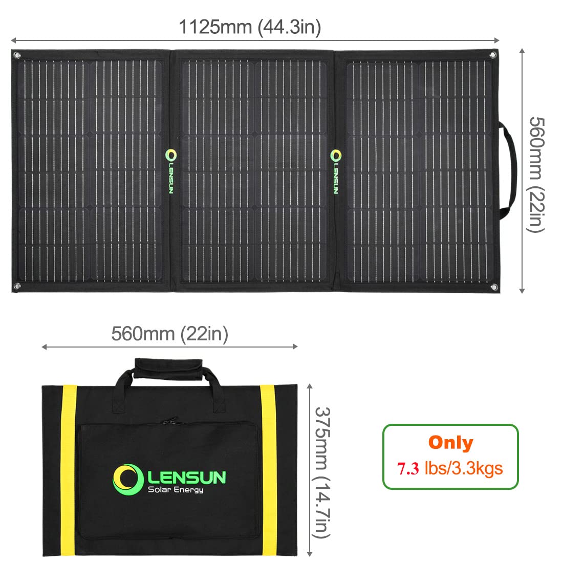 Lensun 100W 12V Foldable Solar Panel for Solar Generator Power Station …