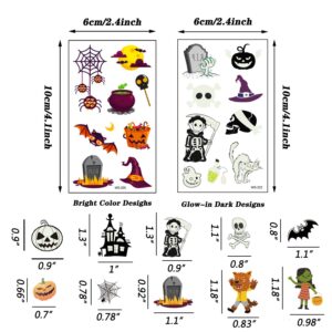 FuraHa Halloween Tattoos for Kids, 160 pcs Halloween Temporary Tattoos including 70 Glow in the Night or Dark Halloween Trick or Treat Ghost Monster Pumpkin Tattoos