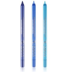 3 pcs blue eyeliner pen waterproof matte eyeliner pen/glitter metallic eyeliner pencil shimmer highlighter eye liner for women,eye shadow pencil, lip liner professional makeup set (c)