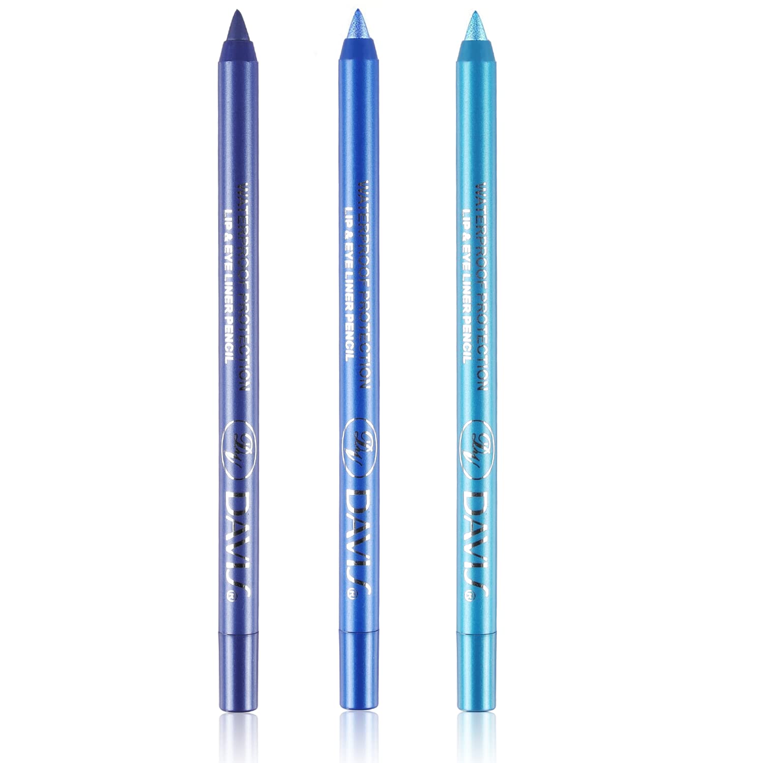 3 PCS Blue Eyeliner Pen Waterproof Matte Eyeliner Pen/Glitter Metallic Eyeliner Pencil Shimmer Highlighter Eye Liner for Women,Eye Shadow Pencil, Lip Liner Professional Makeup Set (C)