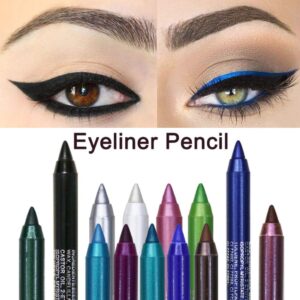 3 PCS Blue Eyeliner Pen Waterproof Matte Eyeliner Pen/Glitter Metallic Eyeliner Pencil Shimmer Highlighter Eye Liner for Women,Eye Shadow Pencil, Lip Liner Professional Makeup Set (C)