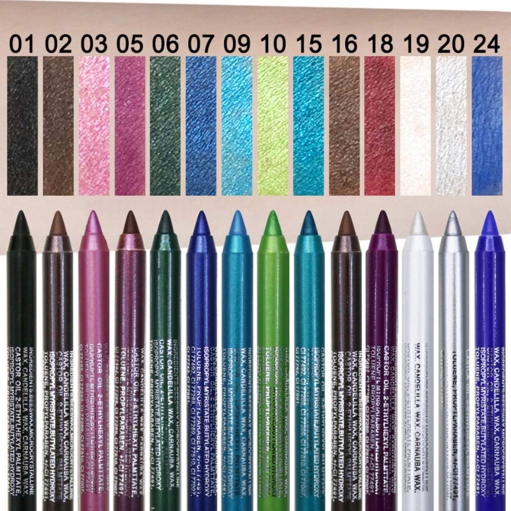 3 PCS Blue Eyeliner Pen Waterproof Matte Eyeliner Pen/Glitter Metallic Eyeliner Pencil Shimmer Highlighter Eye Liner for Women,Eye Shadow Pencil, Lip Liner Professional Makeup Set (C)