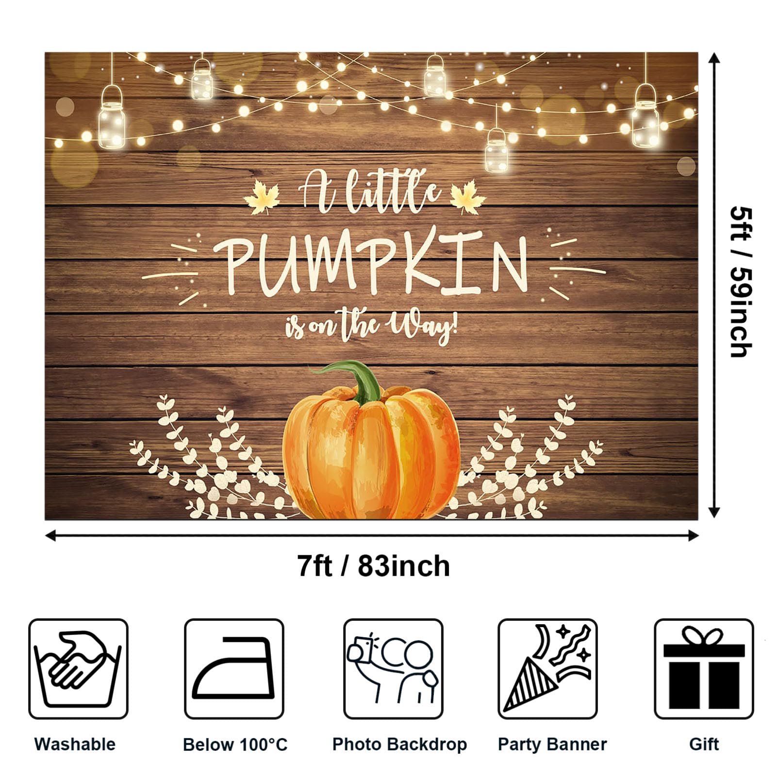 Avezano Little Pumpkin Baby Shower Backdrop Orange Pumpkin Patch Baby Shower Background Autumn Fall Rustic Boy Girl Sprinkle Baby Shower Backdrops Decorations 7x5ft